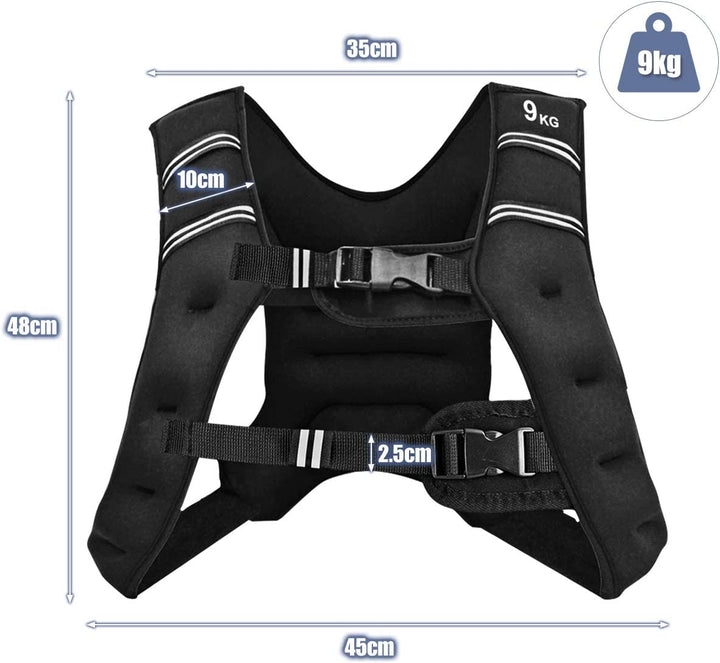 Weighted Vest with Adjustable Buckles and Mesh Bag-9kg