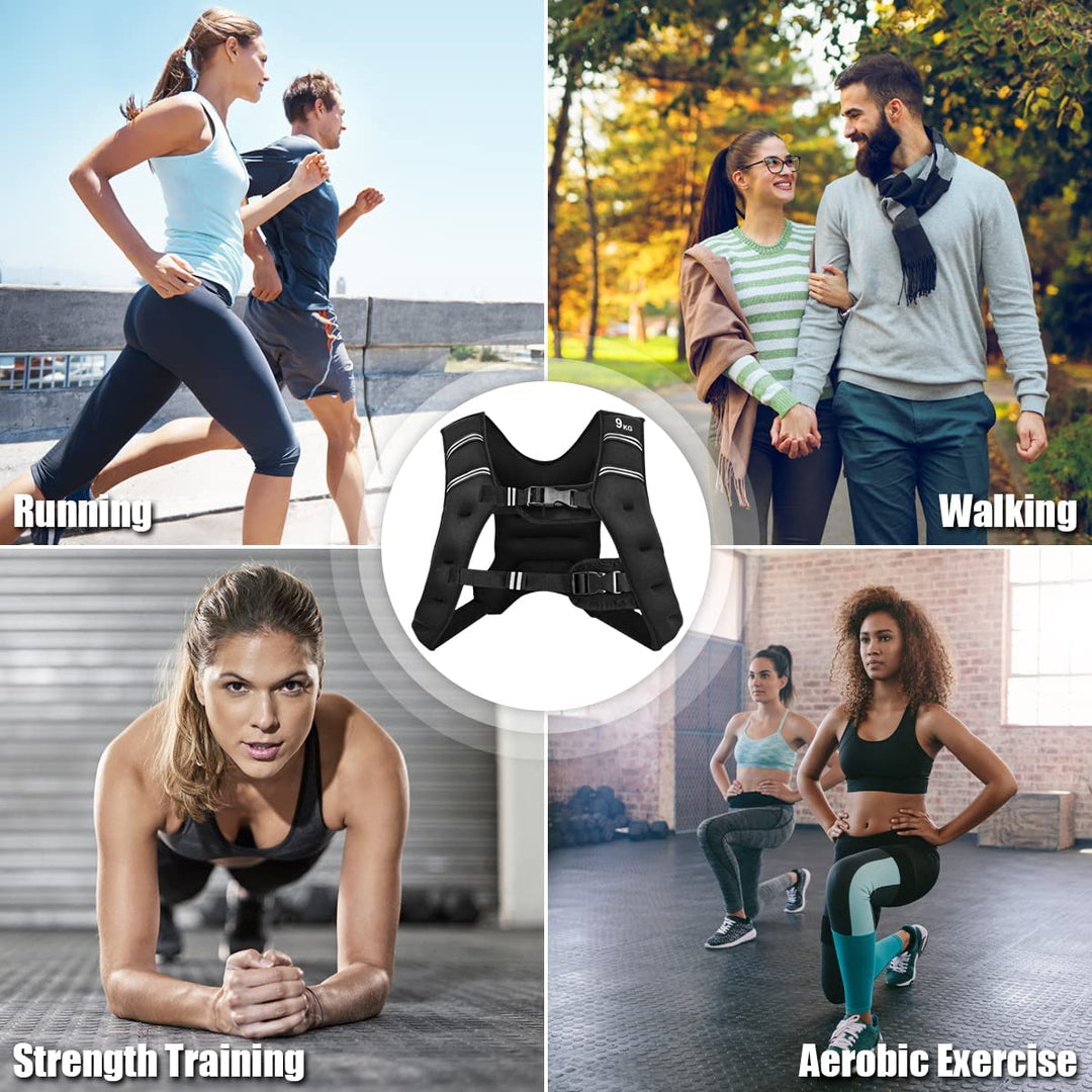 Weighted Vest with Adjustable Buckles and Mesh Bag-9kg
