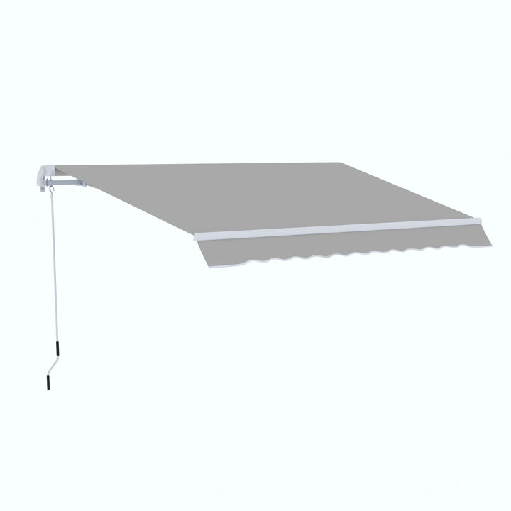 4x2.5m Retractable Manual Awning Window Door Sun Shade Canopy with Fittings and Crank Handle Light Grey