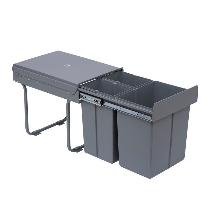 Kitchen Recycle Waste Bin Pull Out Soft Close Dustbin Recycling Cabinet Trash Can Grey (40L (1x20L+2x10L))