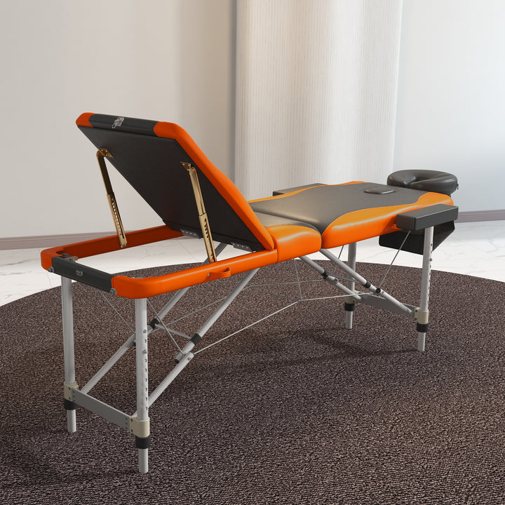 Foldable Massage Table Professional Salon SPA Facial Couch Bed Black and Orange