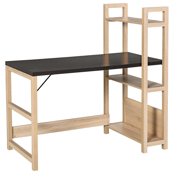 Computer Desk with shelves Office Desk Workstation，Writing Desk Computer PC Laptop Table Workstation, Black Wood Grain