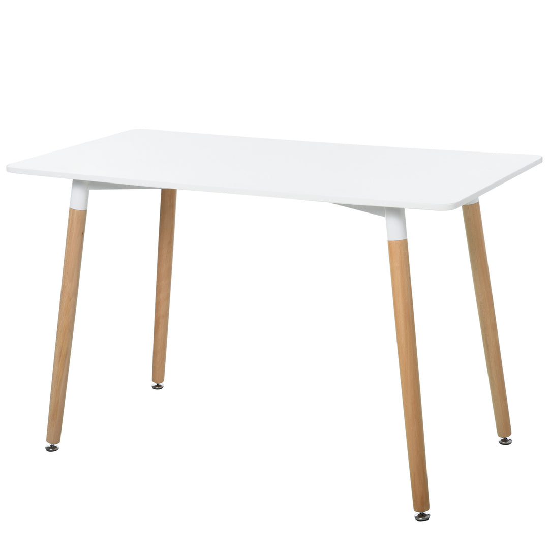 Scandinavian Style Dining Table w/ Wood Legs Adjustable Feet Elegant Home Office Dining Clean Stylish White
