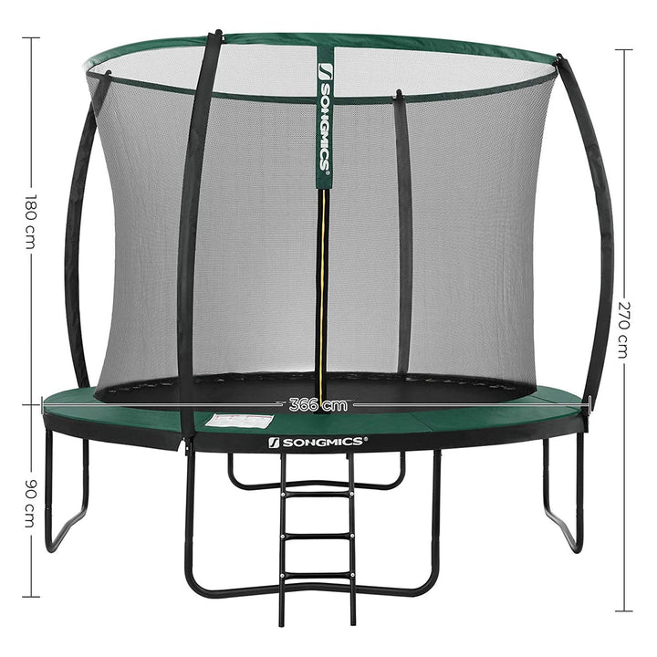 12ft Trampoline with Safety Net Enclosure - Black and Orange