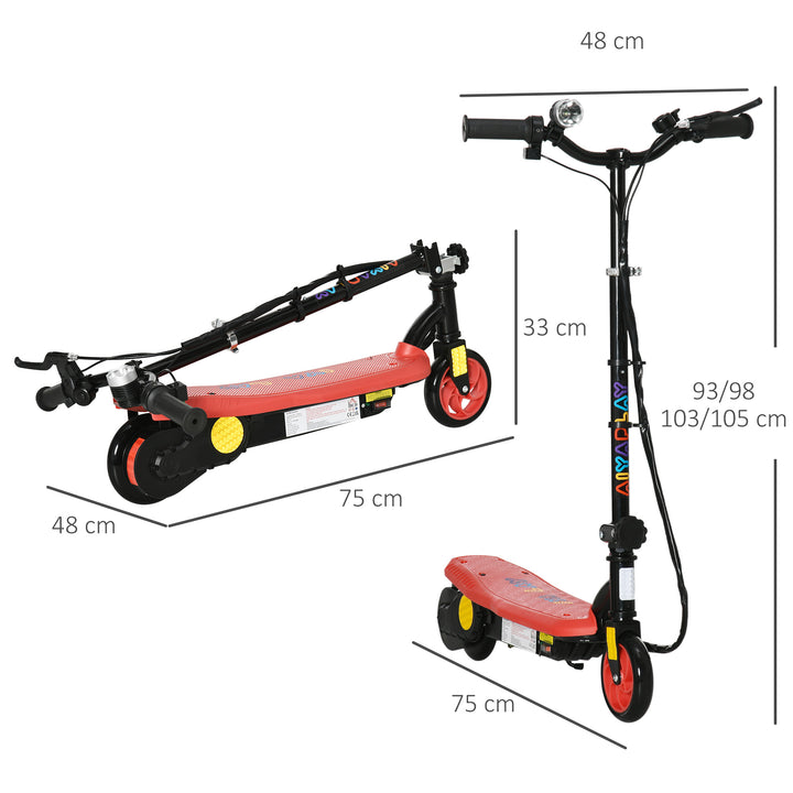 Foldable Electric Scooter, with LED Headlight, for Ages 7-14 Years - Red