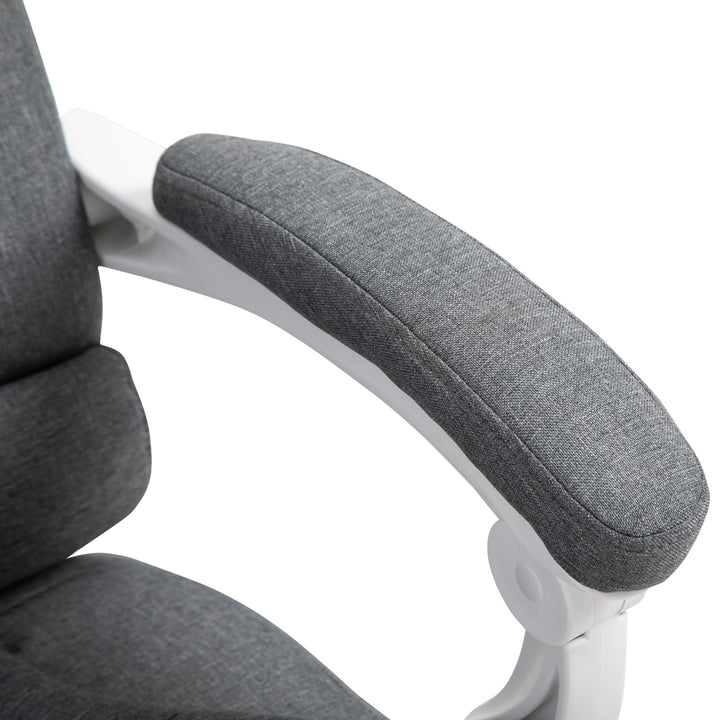 Office Chair Computer Swivel Rolling Task Recliner for Home with Retractable Footrest, Arm, Grey