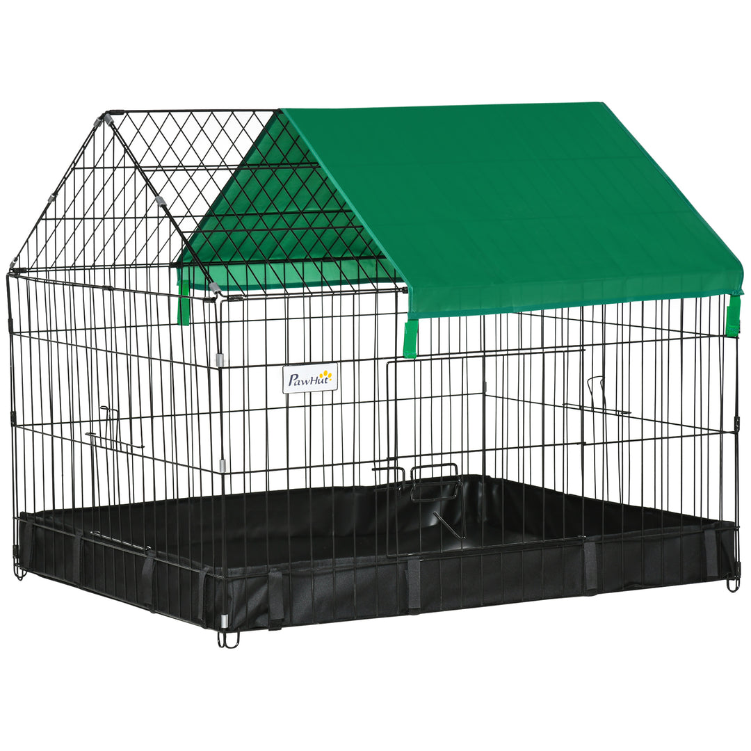 PawHut Guinea Pig Cage, Small Animal Habitat, Rabbit House w/ No Leaking Bottom, Safety Locking System, Top Roof