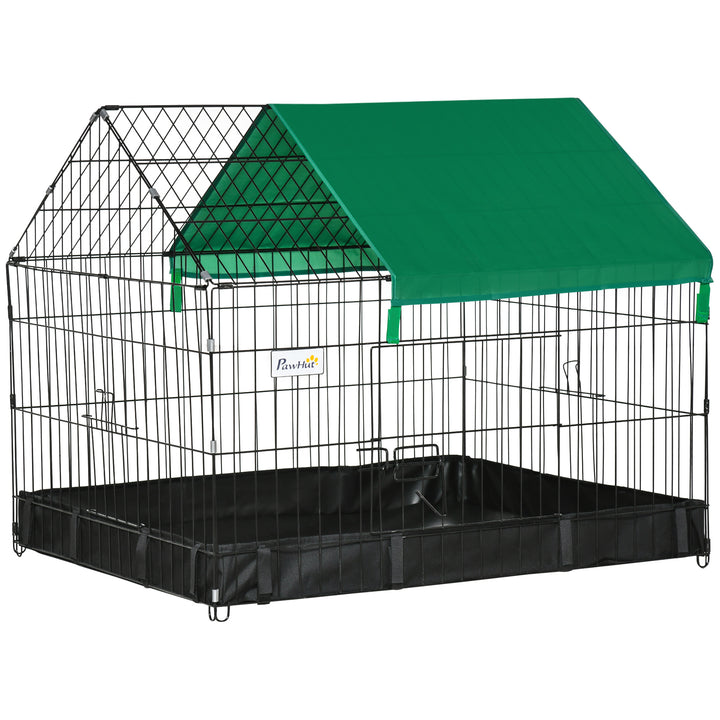 PawHut Guinea Pig Cage, Small Animal Habitat, Rabbit House w/ No Leaking Bottom, Safety Locking System, Top Roof