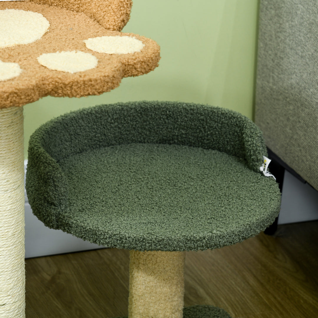 PawHut Small Cat Tree for Indoor Cats, Scratching Posts with 2 Beds, Toy Ball, 43 x 39 x 52cm