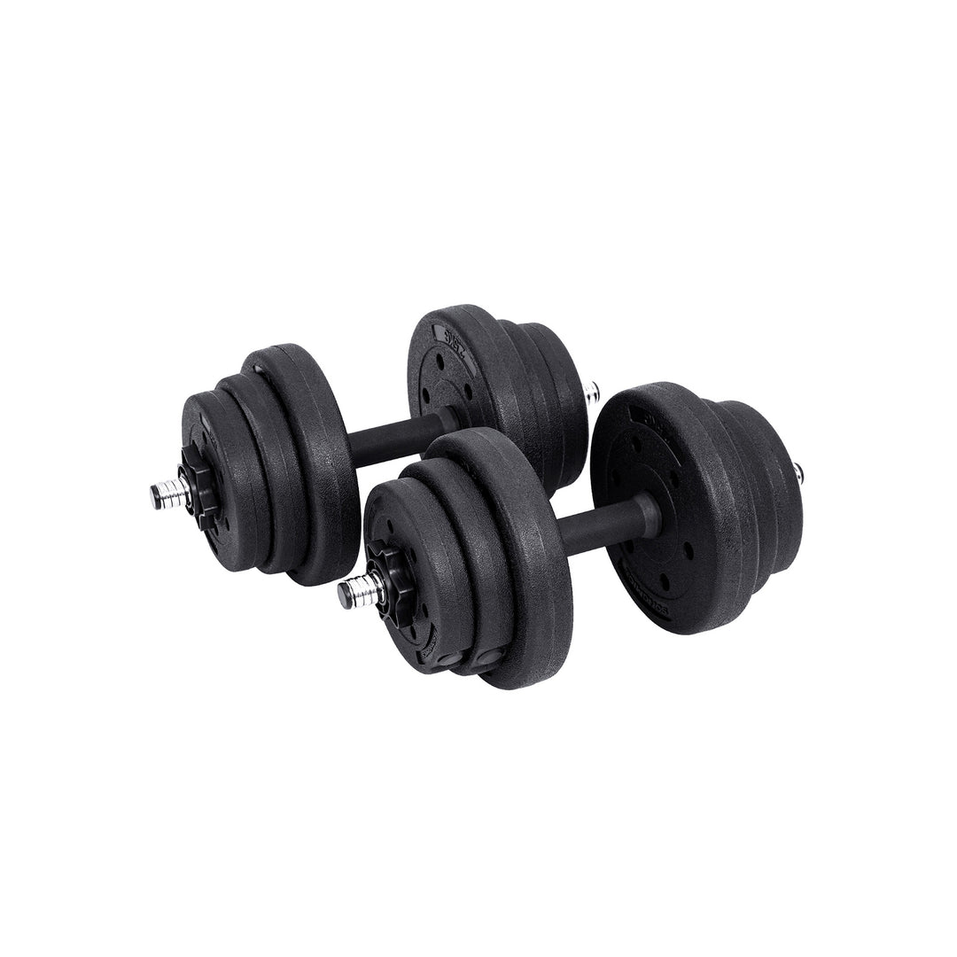 Black Adjustable Dumbbells Set with Extra Barbell Bar