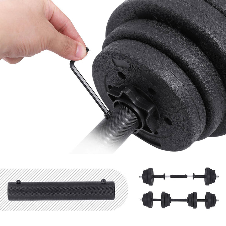 Black Adjustable Dumbbells Set with Extra Barbell Bar