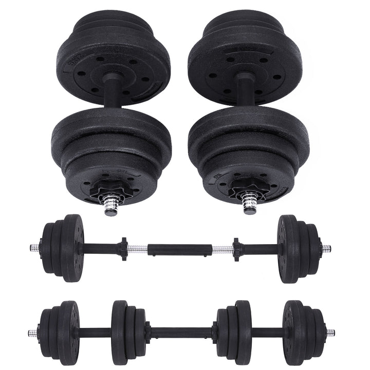 Black Adjustable Dumbbells Set with Extra Barbell Bar