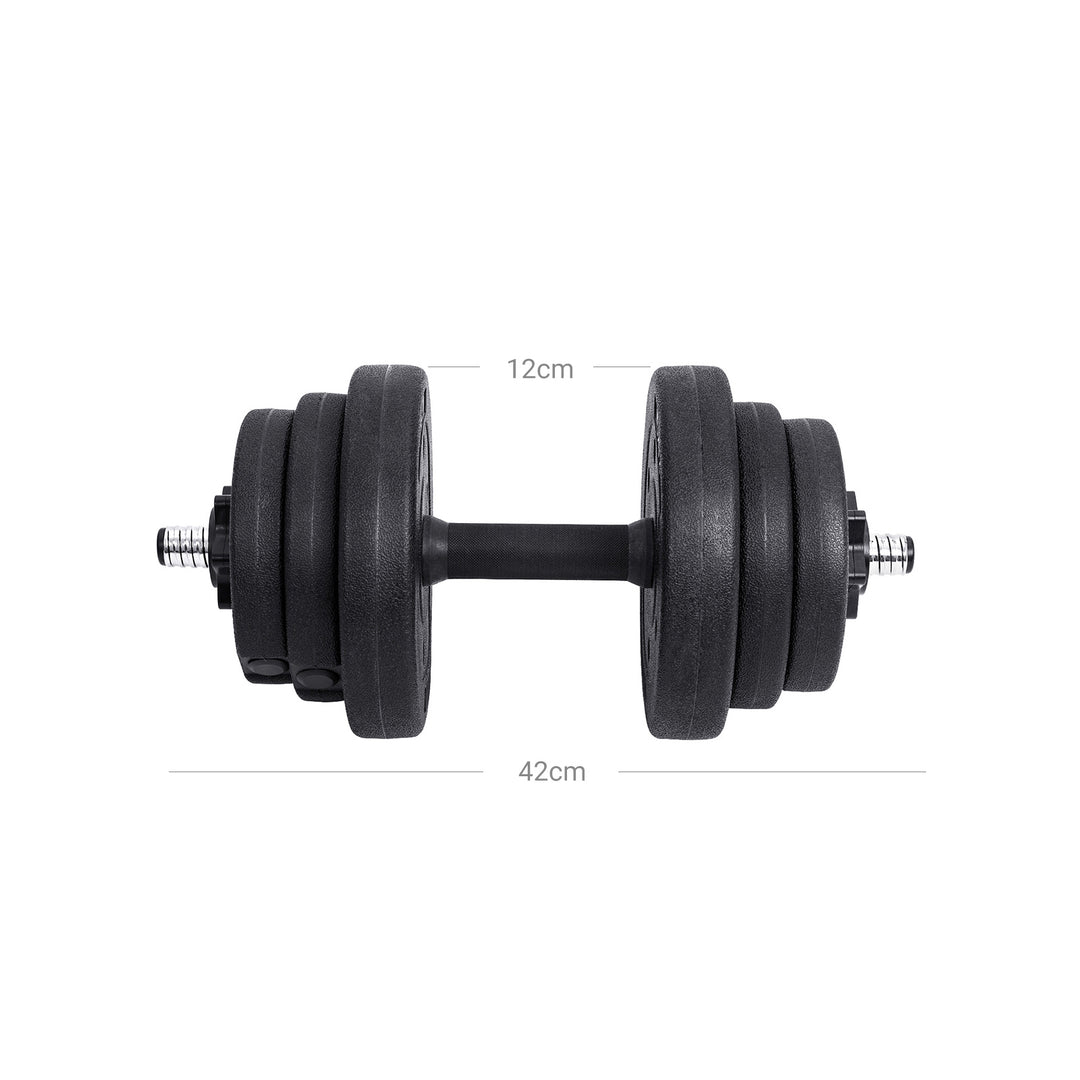 Black Adjustable Dumbbells Set with Extra Barbell Bar