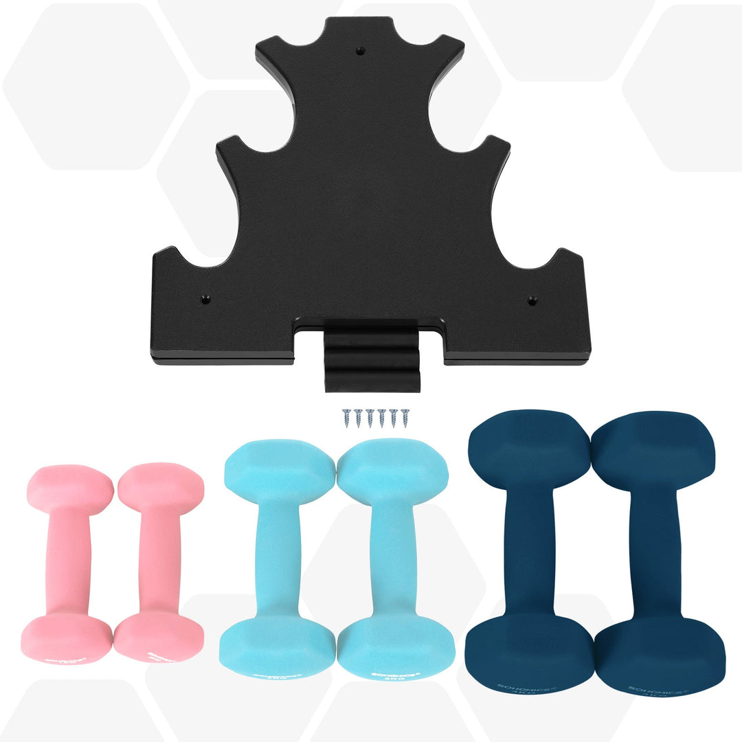 SONGMICS Hex Dumbbell Set with Storage Rack?a2 x 1 kg