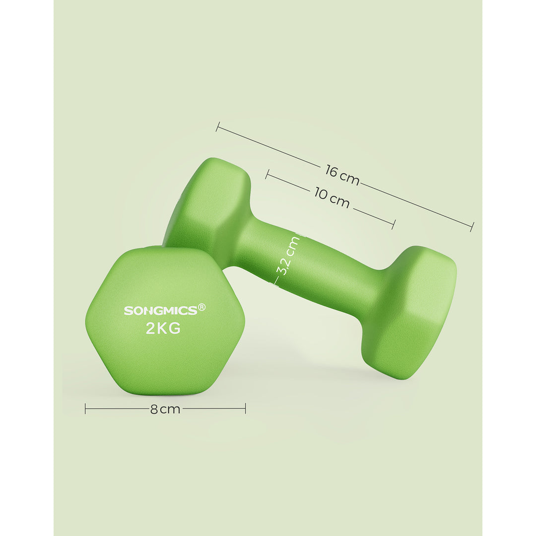 Set of 2 Dumbbells 2 x 2 kg Green