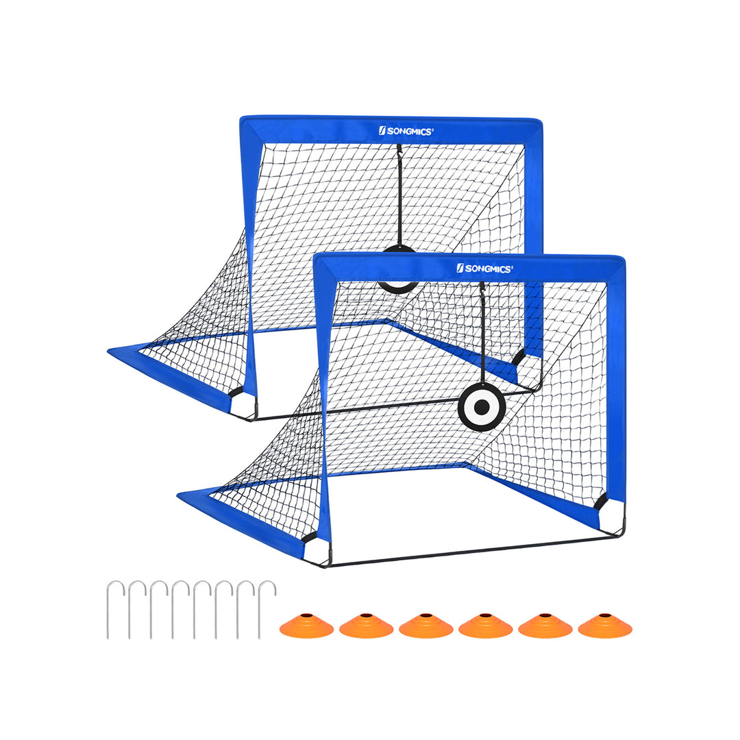 Set of 2 Kids Football Goals with Targets Blue