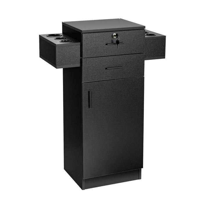 Salon Storage Cabinet with 2 Drawers- Black