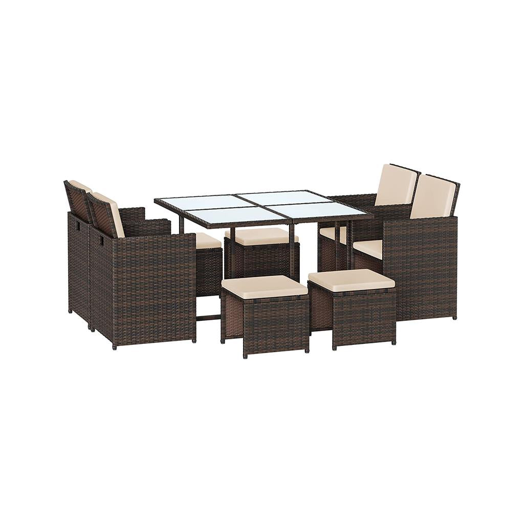 Set of 9 PE Rattan Outdoor Patio Furniture