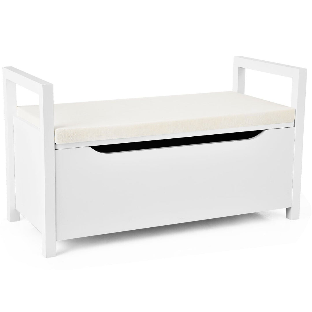 Wooden Shoe Changing Bench with Storage Space-White