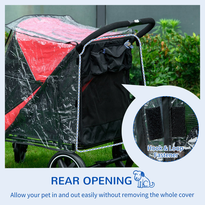 PawHut Dog Stroller Rain Cover, Cover for Dog Pram Stroller Buggy for Large Medium Dogs with Rear Entry
