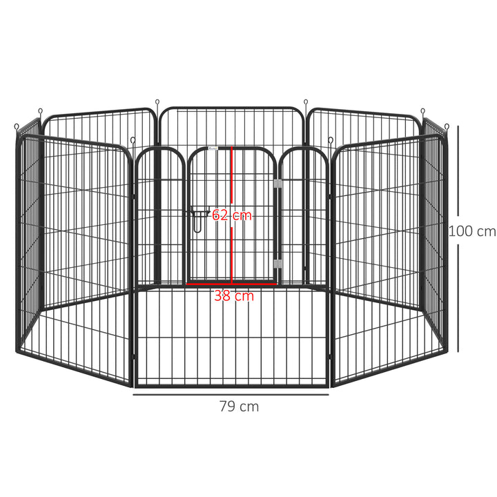 PawHut Heavy Duty 8 Panel Dog Pet Playpen for Puppy Rabbit Enclosure Foldable Indoor Outdoor 80 x 100 cm