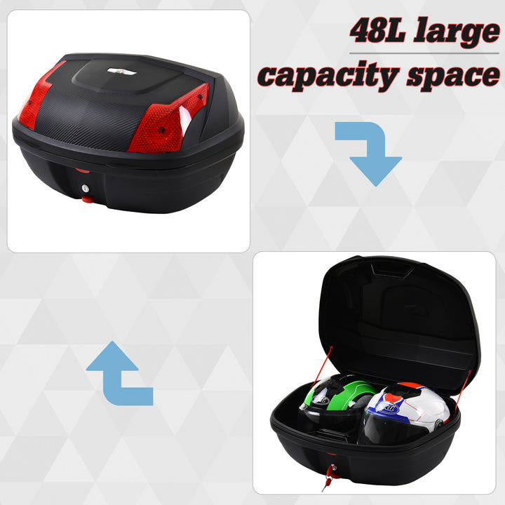 48L Motorcycle Trunk Travel Luggage Storage Box Accessory Modern Tough Style - Black