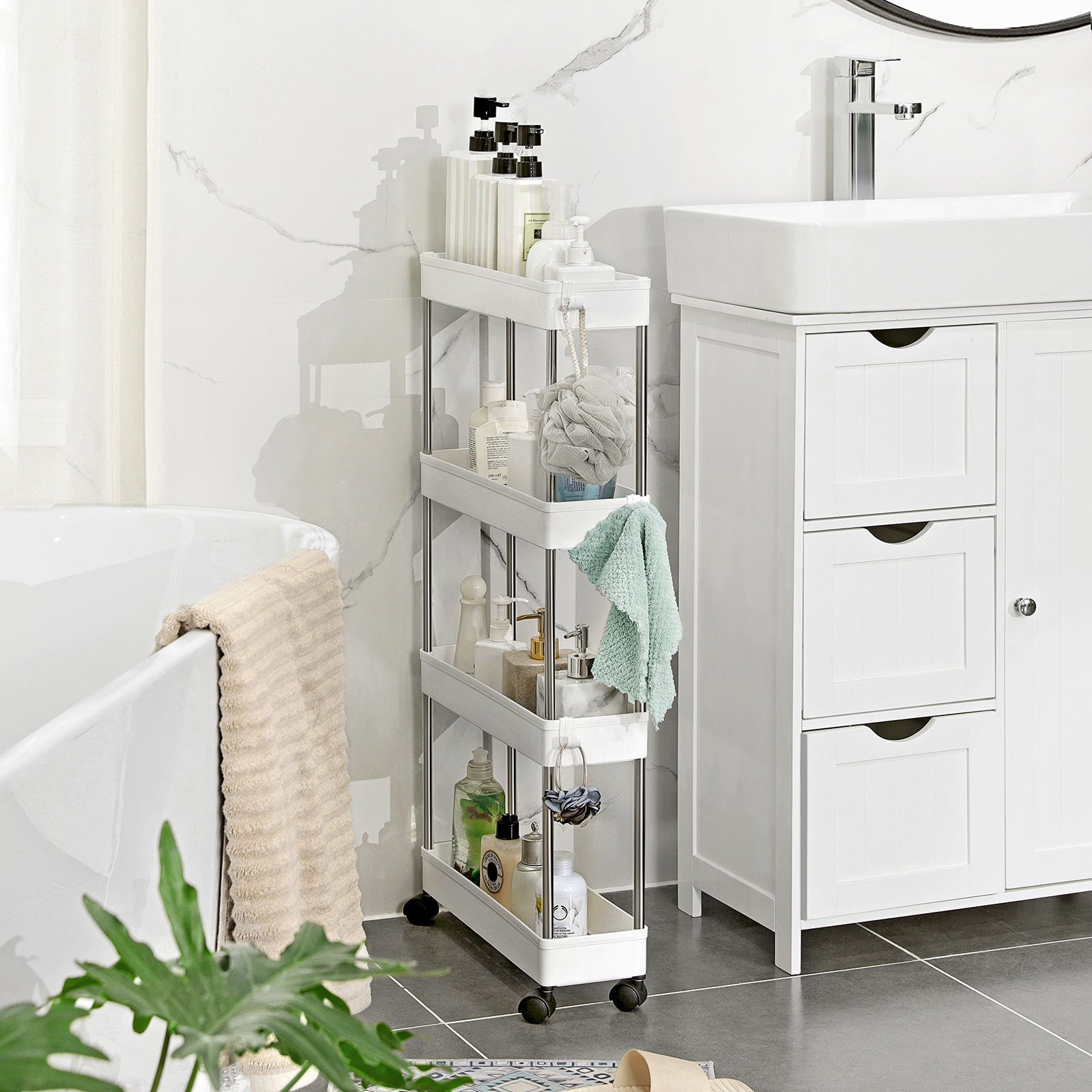 SONGMICS 4-Tier Slide Out Storage Trolley