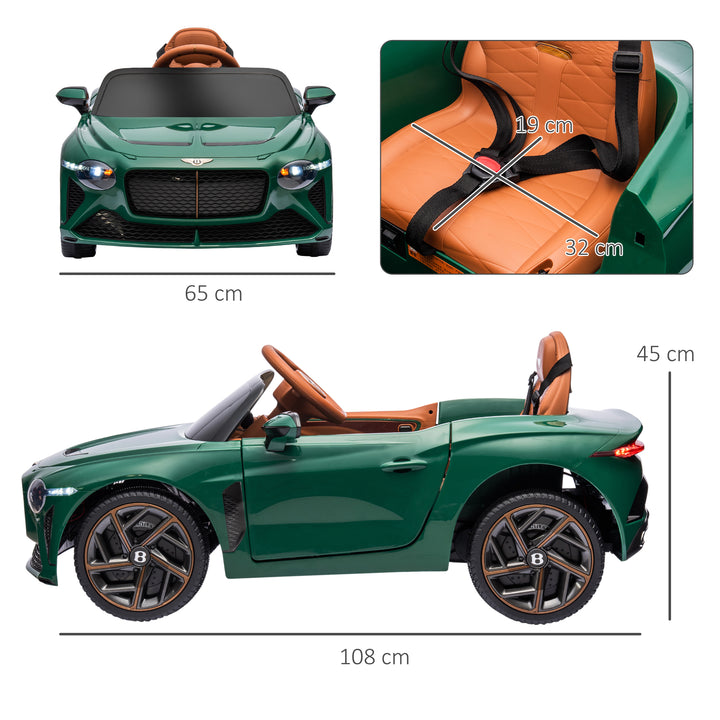 Bentley Bacalar Licensed 12V Kids Electric Ride on Car with Remote Control, Powered Electric Car with Portable Battery, Music, Horn, Lights, Suspension Wheels, for Ages 3-5 Years - Green