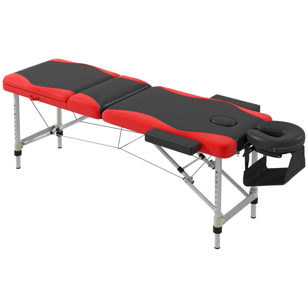 Foldable Massage Table Professional Salon SPA Facial Couch Bed Black and Red