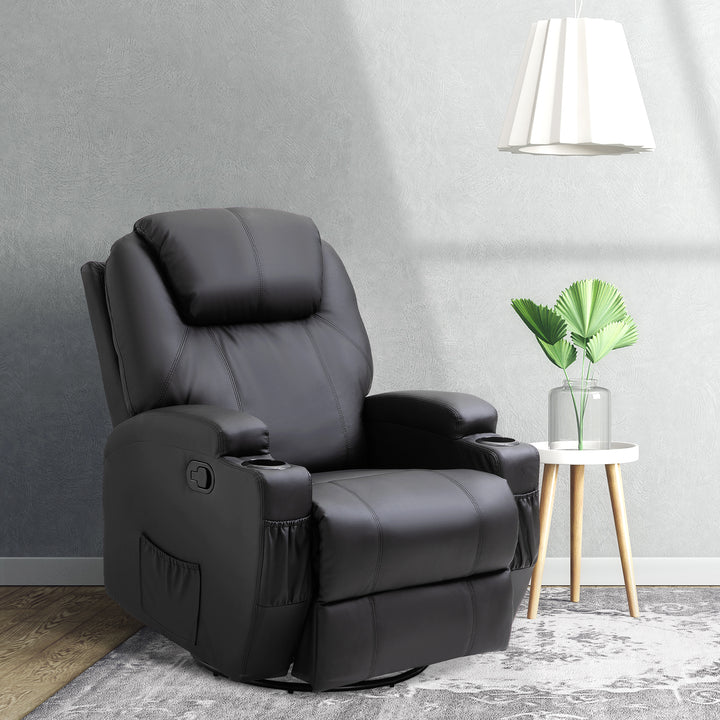 Recliner Sofa Chair PU Leather Armchair Cinema Massage Chair Swivel Nursing Gaming Chair Black