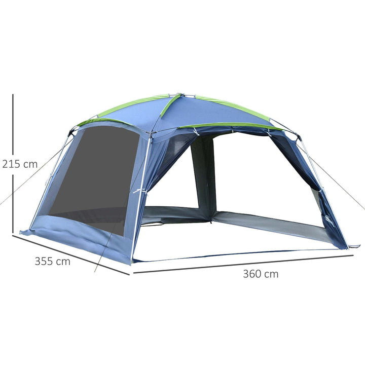 5-8 Person Camping Tent, Portable Dome Tent, Outdoor Screen House Sun Shelter, 360x355x215cm - Dark Blue/Green