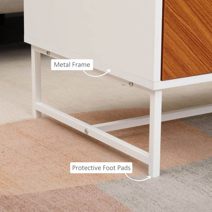 HOMCOM Modern Coffee Table, Rectangular Cocktail Table with Drawers and Open Storage Compartment, Metal Legs for Living Room