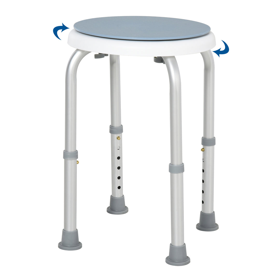 360° Swivel Seat Bath Shower Stool Adjustable Height w/ Aluminium Frame Non-Slip Feet Chair Safe Support Home Assistance