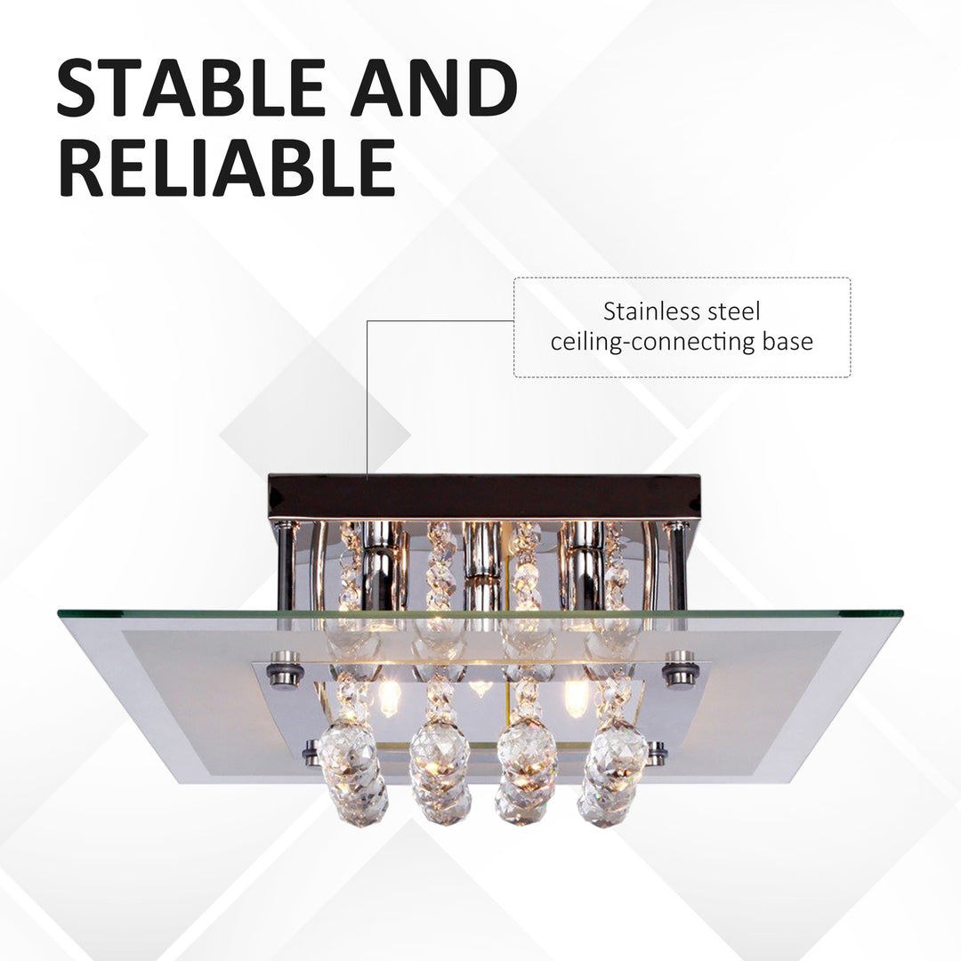 Crystal Chandelier Ceiling Mount Pendant Light Lamp Modern Illumination Fabric, 40L x 40W x 16 Hcm