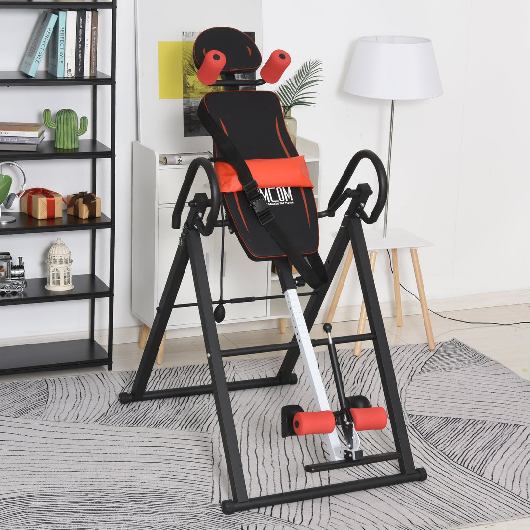 Steel Adjustable Pain Relief Gravity Inversion Table Red/Black