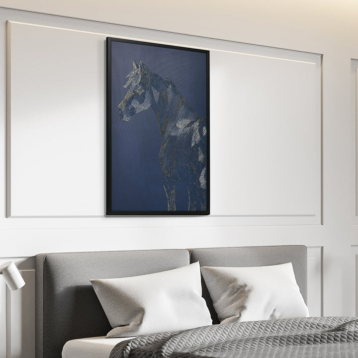 Canvas Wall Art Gold Textured Horse, Wall Picture, 93 x 63 cm