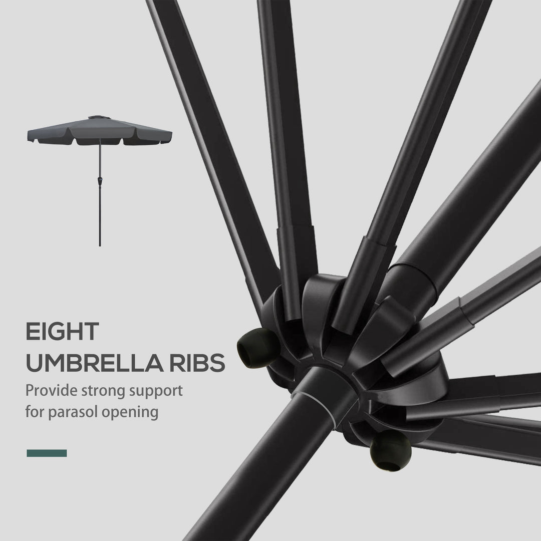 2.7m Patio Parasol Garden Umbrellas Outdoor Sun Shade Table Umbrella with Tilt, Crank, 8 Ribs, Ruffles, Black