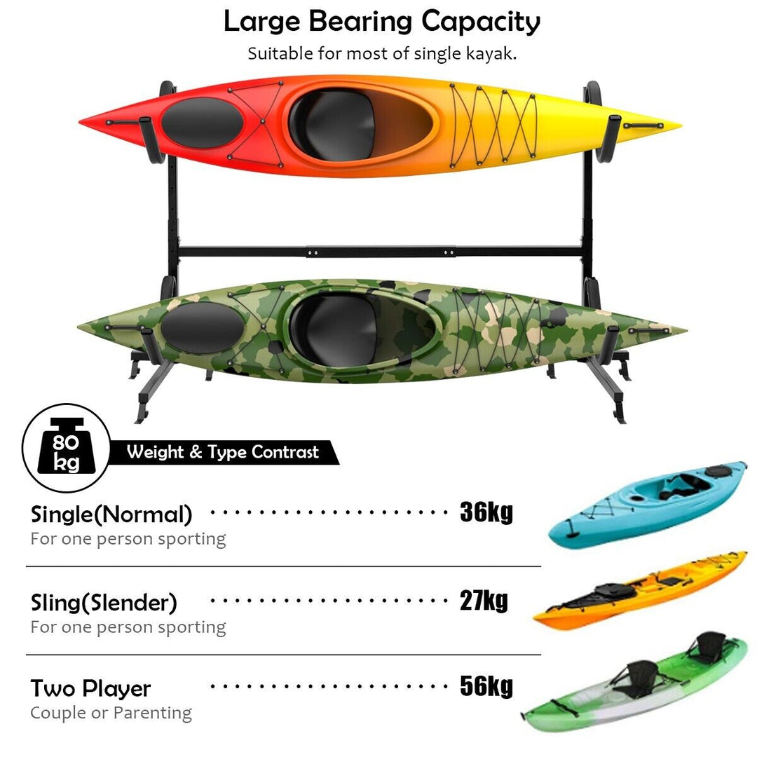 Freestanding Dual Storage Rack for Kayaks SUP Canoes