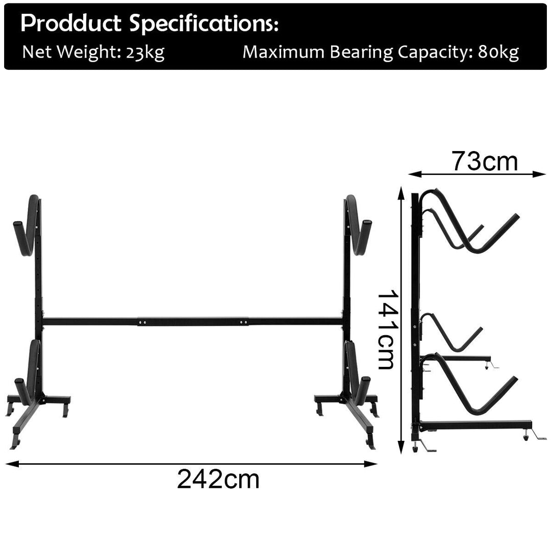 Freestanding Dual Storage Rack for Kayaks SUP Canoes