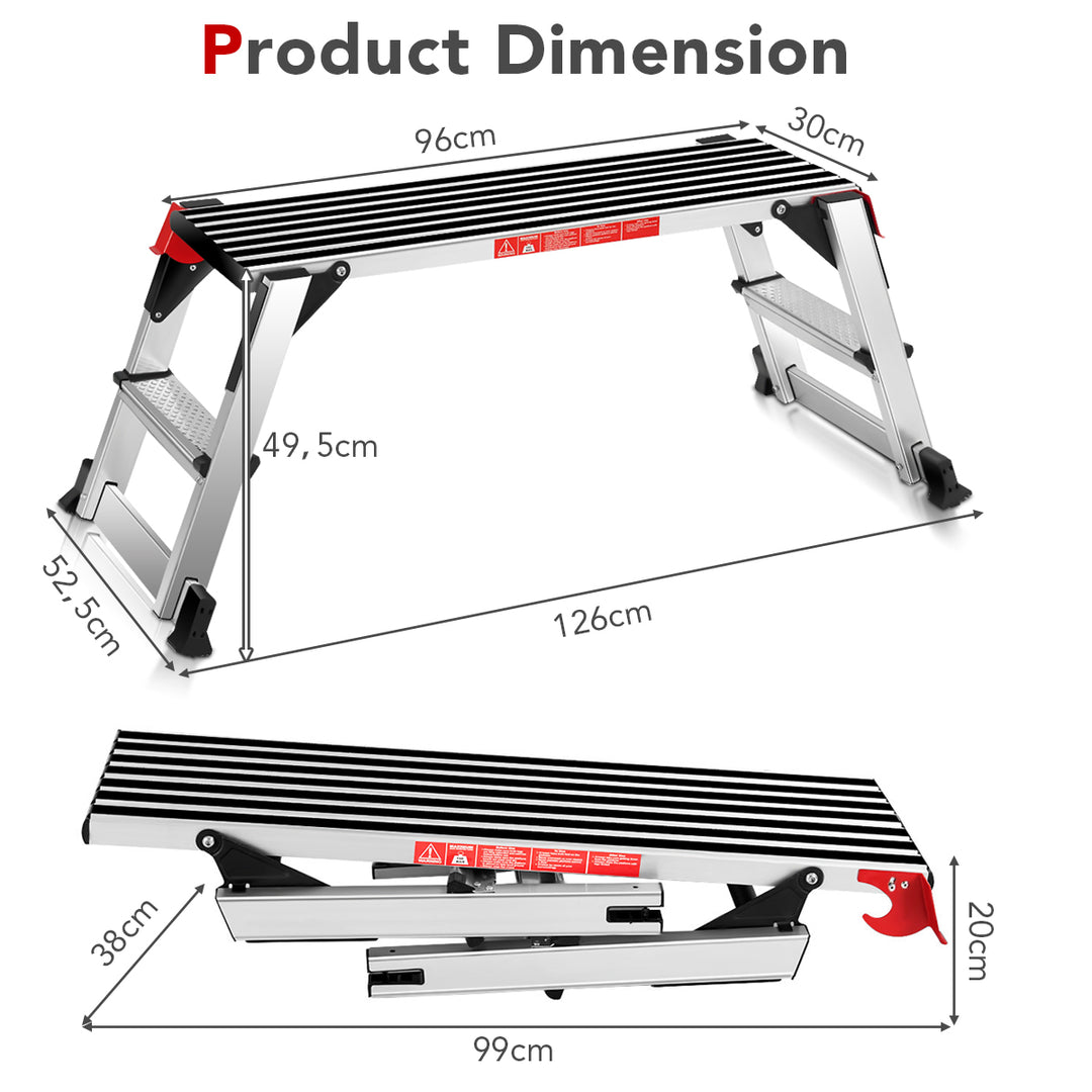 Aluminium Folding Work Platform with Safety Locks and Anti-Skid Top
