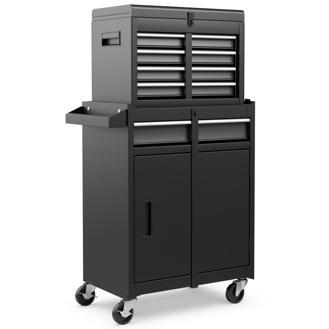 High Capacity Tool Storage Cabinet with Lockable Wheels-Black