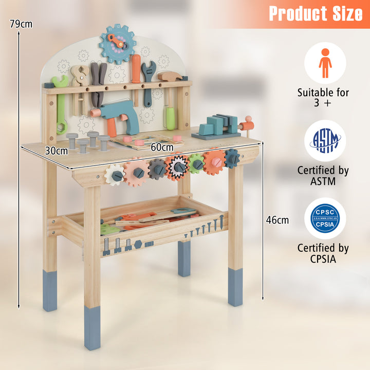 Kids Play Tool Workbench with Rich Tool Set and Realistic Accessories