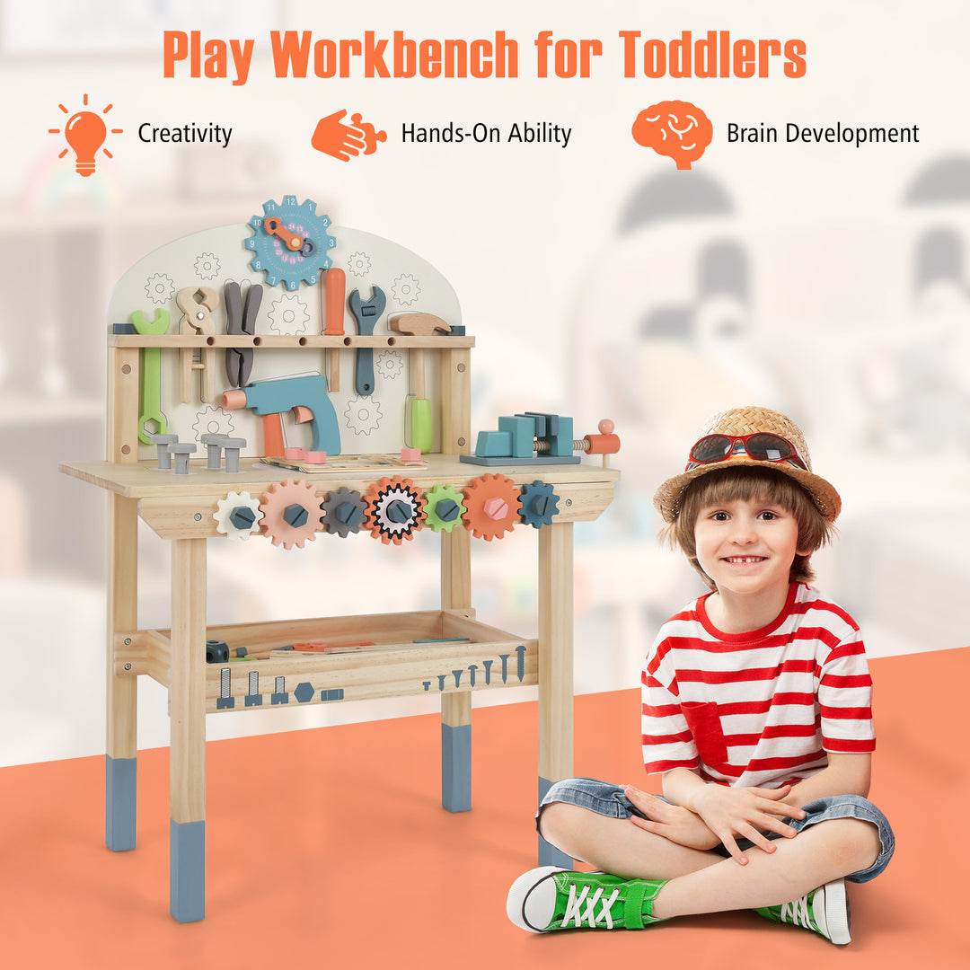 Kids Play Tool Workbench with Rich Tool Set and Realistic Accessories