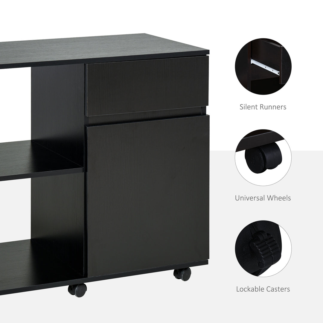 Filing Cabinet/Printer Stand with Open Storage Shelves, for Home or Office Use, Including an Easy Drawer, Black