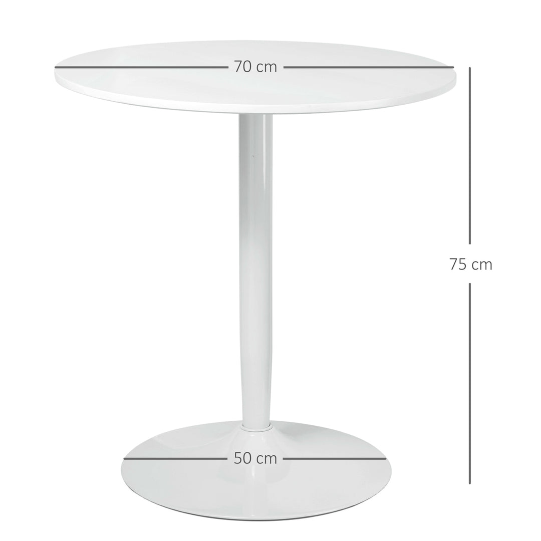 Round Dining Table, Modern Dining Room Table with Steel Base, Non-slip Foot Pad, Space Saving Small Dining Table, White