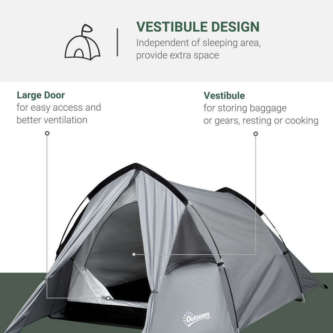 Camping Dome Tent Double Layer Backpacking Tent Large for 1-2 Person with Weatherproof Vestibule Windows Lightweight for Fishing, Hiking