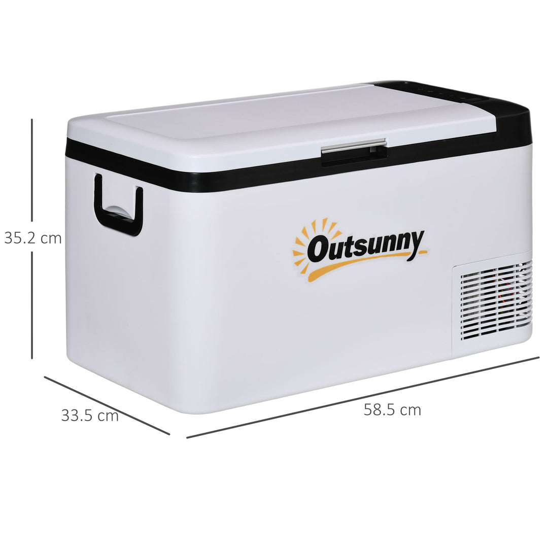 Outsunny 12V Car Refrigerator w/ LED Light & Foldable Handles, 25L Portable Compressor Cooler, Fridge Freezer for Campervan RV Boat Travel