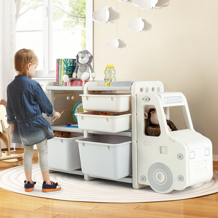 Kids Storage Units with 2 Plastic Bins and 2 Drawers