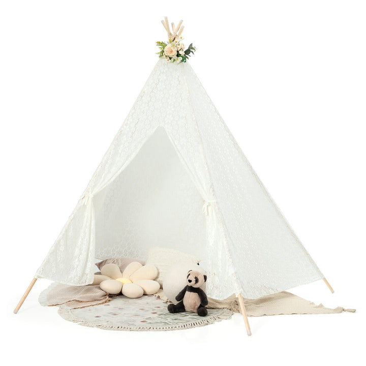Lace Teepee Tent with Colorful String Lights