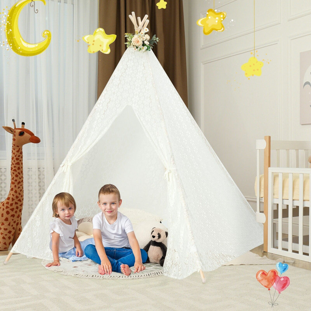Lace Teepee Tent with Colorful String Lights
